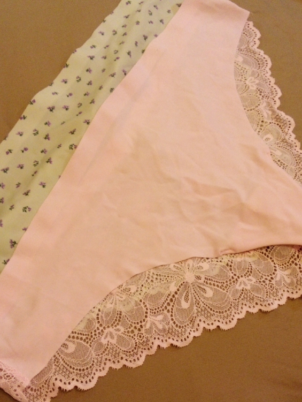 2 No Boundaries Pink And Green Lace Trim Bikini Panties